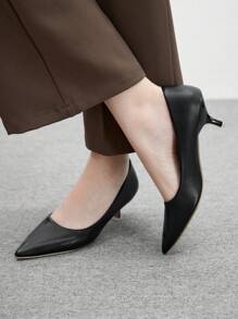 CUCCOO BIZCHIC 女士尖头细跟小猫跟鞋黑色简约通勤时尚办公室高跟鞋 - 黑色 - 查看 5