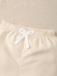 SHEIN 3-Piece Elastic Waist Straight Loose Striped & Solid Color Shorts Set For Baby Boy - Multicolor - View 3