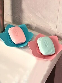 Estante para almacenar jabón con diseño de loto, caja de jabón creativa, caja de jabón para el baño, caja de jabón para estudiantes sin necesidad de taladrar, decoración de baño para el hogar en verano