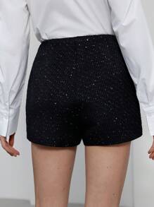 Aveloria Rosie Schwarze metallisch schimmernde Tweed-Stoff Vintage romantisch elegante Culotte