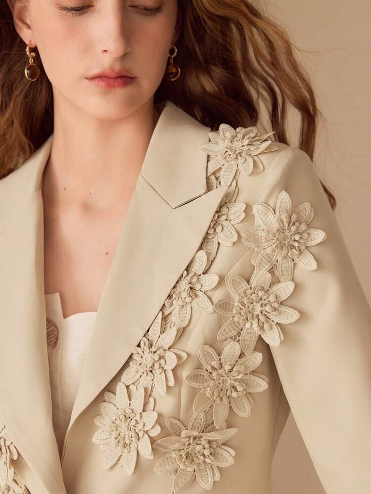 FLORAL PATCHED STRUCTURED BLAZER