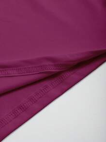 INAWLY Camiseta casual de manga corta y cuello redondo para mujer, recortada y de unicolor para verano - Rojo violeta - Ver 6
