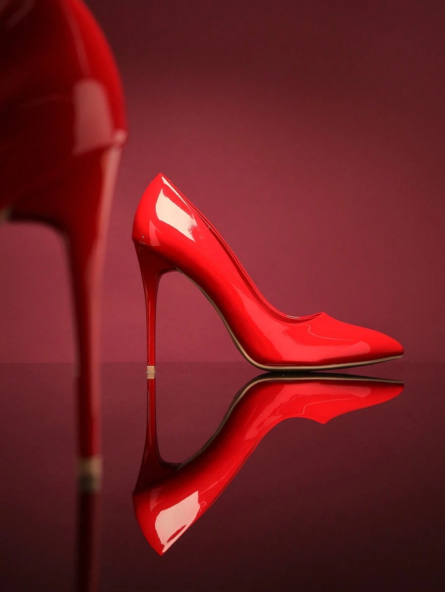 SHUZIA 尖头细高跟鞋，漆皮材质 - 紅色 - 查看 1