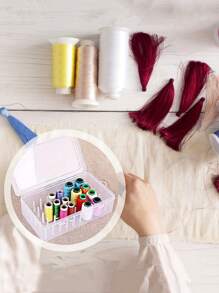 SHEIN Portabobine di filo, scatola di stoccaggio per cucito trasparente, organizer per fili da ricamo, per cucito e filati da ricamo domestici, organizer da tavolo