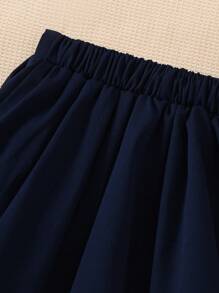 Souflis Souflis 1pc Young Girl A-Line Skirt With Elastic Waist & Bow Decoration, Elegant Fashion Casual Outdoor