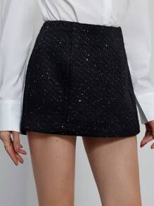 Aveloria Rosie Schwarze metallisch schimmernde Tweed-Stoff Vintage romantisch elegante Culotte