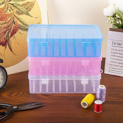 SHEIN Wire Spool Organizer, Transparent Sewing Storage Box, Embroidery Thread Organizer, Home Embroidery Sewing And Sewing Thread, Desk Organiser