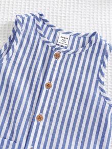 SHEIN 新生男婴可爱条纹无袖连体衣，夏季 - 彩色 - 查看 7