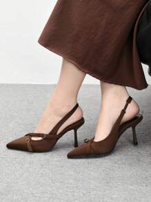 CUCCOO BIZCHIC Women's Pointed Toe Stiletto Heel Slingback Shallow Slingback Party Shoes, Summer & Spring Spring Shoes Spring Break Easter For Christmas - Coffee Brown - View 1