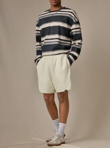 Manfinity VCAY Men's Knitted Casual Everyday Loose Straight Leg Shorts