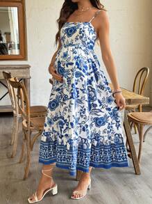 SHEIN Maternity Floral Print Casual Slip Dress