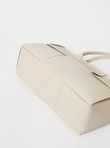 1 Pieza Bolso tipo tote de negocios de moda y casual, de unicolor, con trenzado de PU, con juego de bolso, con doble asa, bolso de hombro con imán, para mujer, para estudiantes universitarias, para negocios/traslados/compras/viajes/regalo del Día del Maestro