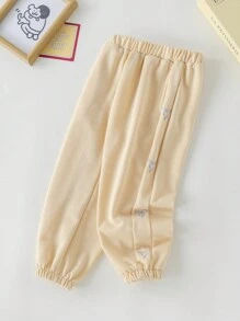 PrepCrw Young Girls' Spring/Summer Light Pink Butterfly Print Knit Elastic Waist Sweatpants - Pink - View 1