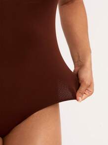 Silquee Magic Series Sexy Plus-Size Sleeveless Casual Bodysuit, Soft & Stretchy Skin-Friendly Bodysuit With Layered Design, International Safety Certified  Women S Bodysuits, Business Cacual  Woman, Vacation Outfits Women,Summer Clothes ,Cute Summer Tops, Country Concert Outfit,Holiday Outfit,Basic For Women,Minimalism T-Shirt, Summer Outfit T-Shirt, Premium Seamless Outer Seam T-Shirt, Luxury Knitwear T-Shirt, Essential Top, Brunch Outfits For Women - Coffee Brown - View 6