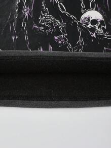 ROMWE MEN Street Life Men's Grunge Punk Distressed Skull Print Crop Fit Tank Top - Black - View 3