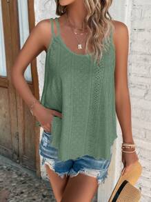 SHEIN LUNE 女士纯色花卉刺绣宽松吊带背心