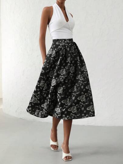 Aveloria Modichic Elegant Sophisticated Valentine's Day Banquet Jacquard Fabric Pleated Skirt For Women Fall Cloth For Women