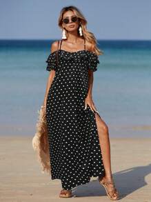 Breezaya Women's Spaghetti Strap Shoulder Strap Split Simple Casual Dress - Multicolor - View 3