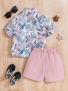 SHEIN 2 件套幼儿男孩可爱涂鸦潮流街头风格情人节服装，秋冬 - 彩色 - 查看 2