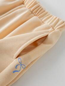 PrepCrw Young Girls' Spring/Summer Light Pink Butterfly Print Knit Elastic Waist Sweatpants - Pink - View 4