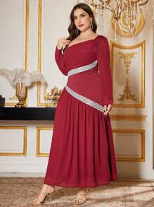Modelyn Plus Size Mesh Knit Stretchy Bodycon Elegant Dress