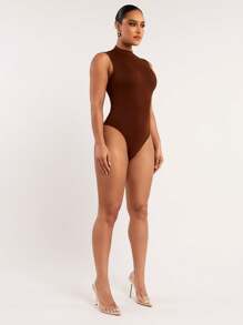 Silquee Magic Series Sexy Plus-Size Sleeveless Casual Bodysuit, Soft & Stretchy Skin-Friendly Bodysuit With Layered Design, International Safety Certified  Women S Bodysuits, Business Cacual  Woman, Vacation Outfits Women,Summer Clothes ,Cute Summer Tops, Country Concert Outfit,Holiday Outfit,Basic For Women,Minimalism T-Shirt, Summer Outfit T-Shirt, Premium Seamless Outer Seam T-Shirt, Luxury Knitwear T-Shirt, Essential Top, Brunch Outfits For Women - Coffee Brown - View 5