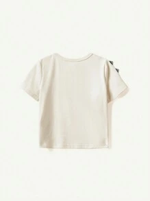 Cozy Pixies 2pcs/Set Baby Boy Cartoon Dinosaur Pattern 3D Horn Round Neck Short Sleeve Top And Shorts Clothes Set - Multicolor - View 2