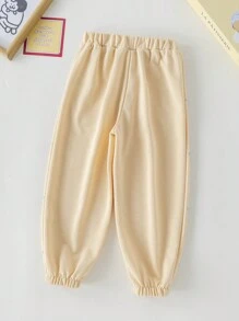 PrepCrw Young Girls' Spring/Summer Light Pink Butterfly Print Knit Elastic Waist Sweatpants - Pink - View 2