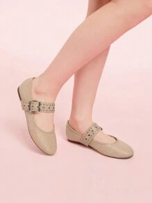 CUCCOO DOLLMOD Casual Fashion Rhinestone Decorated Flat Slippers Spring Shoes Spring Break Easter
