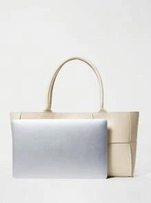 1 Pieza Bolso tipo tote de negocios de moda y casual, de unicolor, con trenzado de PU, con juego de bolso, con doble asa, bolso de hombro con imán, para mujer, para estudiantes universitarias, para negocios/traslados/compras/viajes/regalo del Día del Maestro
