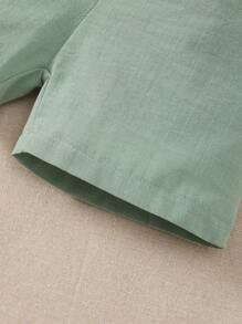 Souflis Souflis 男宝宝春秋圆领简约时尚百搭户外短袖纯色上衣+运动松紧腰直筒百慕大短裤男童两件套 - 彩色 - 查看 3