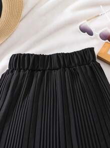 女孩休闲百搭褶皱迷你裙，适合上学、通勤、运动、度假、夏季、旅行