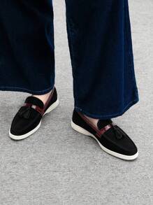 CUCCOO BIZCHIC Women's Casual Versatile Flat Slip-On Shoes With Fringed Design Spring Shoes Spring Break Easter - Black - View 1