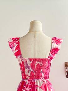 Soleia 花卉印花方领盖袖飘逸长裙，夏季连衣裙，适合节日、约会、情人节、下午茶 - 彩色 - 查看 6