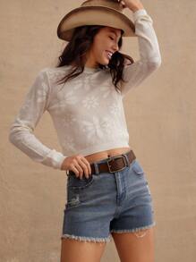 WESTFADE Casual gescheurde, gerafeld zoom lente zomer stretch denim shorts