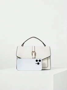 Lightweight, Business Casual Belt Decorated Flap Closure Handbag Crossbody Bag For Teen Girls Women College Students, Rookies & White-Collar Workers Perfect For Office, College, Work, Business, Commute, Outdoors, Travel, Outings, Business Casual Woman Bag Perfect For Office Business And Work, Bag For Women Elegant Winter Gifts - White - View 4