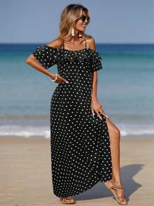 Breezaya Women's Spaghetti Strap Shoulder Strap Split Simple Casual Dress - Multicolor - View 5