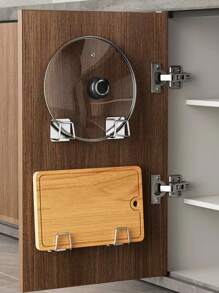 1/2pcs Kitchen Storage Racks No Drill Wall Mounted Pot Cover Holder Chopping Board Organizer Multi-Functional Storage Shelf For Cabinet