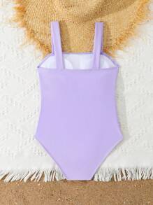 SHEIN 青少年女孩海滩度假镂空连体泳衣