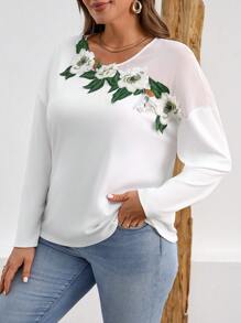 INAWLY Women Plus Size Simple Fashionable Casual Everyday Top - Multicolor - View 4