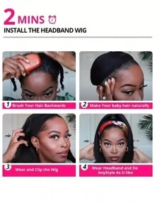 Headband Wig Human Hair Straight For Women Glueless None Lace Front Human Hair Headband Wig Brazilian Virgin Hair Machine Made Human Hair Wigs - Natural Black - View 9