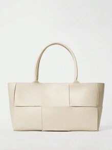 1 Pieza Bolso tipo tote de negocios de moda y casual, de unicolor, con trenzado de PU, con juego de bolso, con doble asa, bolso de hombro con imán, para mujer, para estudiantes universitarias, para negocios/traslados/compras/viajes/regalo del Día del Maestro