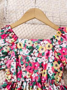 SHEIN Young Girl Cute Princess Heart Print Dress - Multicolor - View 5