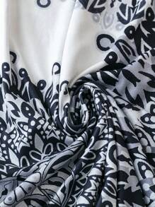 SHEIN LUNE 大码夏季简约休闲日常连衣裙 - 黑與白 - 查看 5