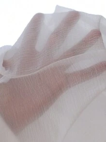 Aveloria Rosie Váy ngắn tay loe viền bèo màu trắng sang trọng của Pháp, vải có họa tiết, tay dài - trắng - Xem 7