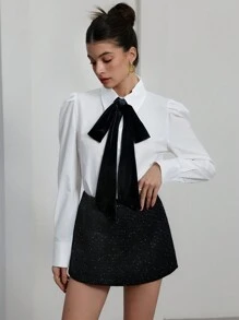 Aveloria Rosie Schwarze metallisch schimmernde Tweed-Stoff Vintage romantisch elegante Culotte