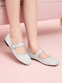 CUCCOO DOLLMOD Women Plant Pattern Square Toe Casual Slip-On Loafers For Daily Wear - Silver - View 1