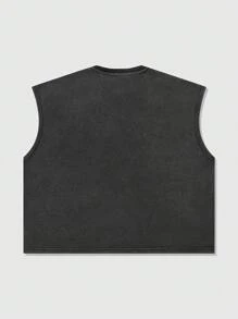 ROMWE MEN Street Life Men's Grunge Punk Distressed Skull Print Crop Fit Tank Top - Black - View 2