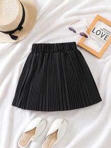 女孩休闲百搭褶皱迷你裙，适合上学、通勤、运动、度假、夏季、旅行