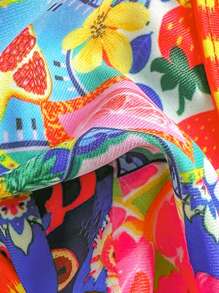 Swim Vcay Springbreak Women Halter Spaghetti Strap Top + High Cut Swimwear 2pcs/Set, Random Print Beach Wear Summer Outfits - Multicolor - View 5